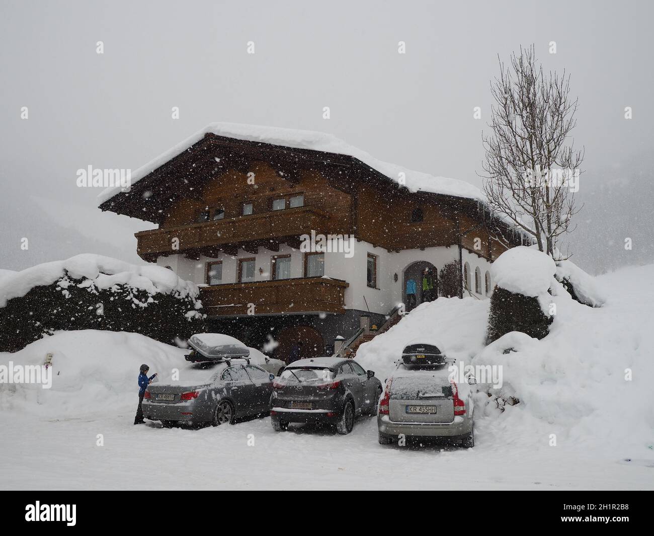 Zauchensee, Austria - January 26, 2019: Zauchensee ski resort in winter. Ski Amade area, Austria Stock Photo