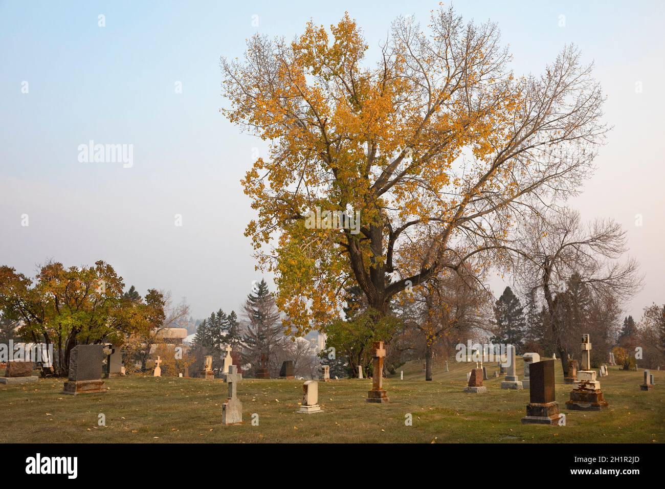 Union cemetery, a historic graveyard established in 1890 in Calgary, Alberta, Canada Stock Photo