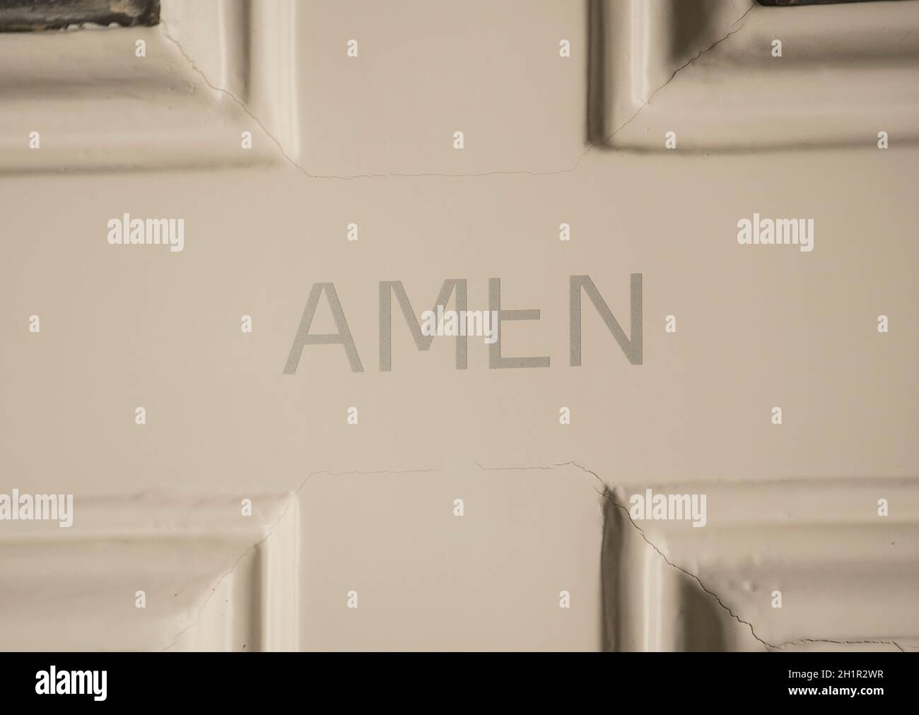 Amen sign on a door, symbol for prayer and worship of god Stock Photo ...