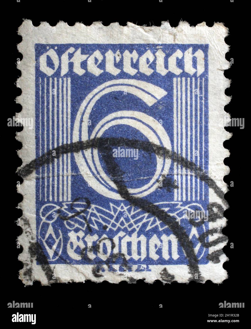 Stamp printed by Austria, shows numeric value, circa 1925 Stock Photo