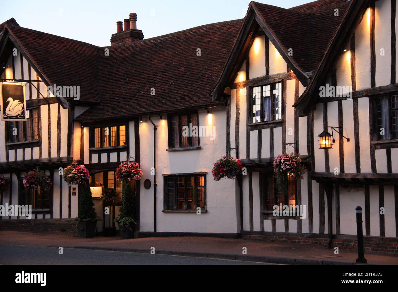 English old house, half-timbered black and white Tudor house. Suffolk England UK Stock Photo