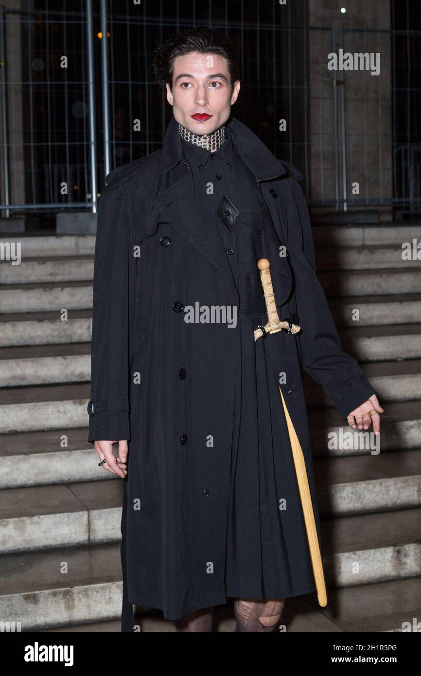 Paris, France. October 18, 2021, Ezra Miller attends Burberry x Anne Imhof  exhibition 'Natures Mortes' closing party at Palais de Tokyo on October 18,  2021 in Paris, France. Photo by Nasser Berzane/ABACAPRESS.COM