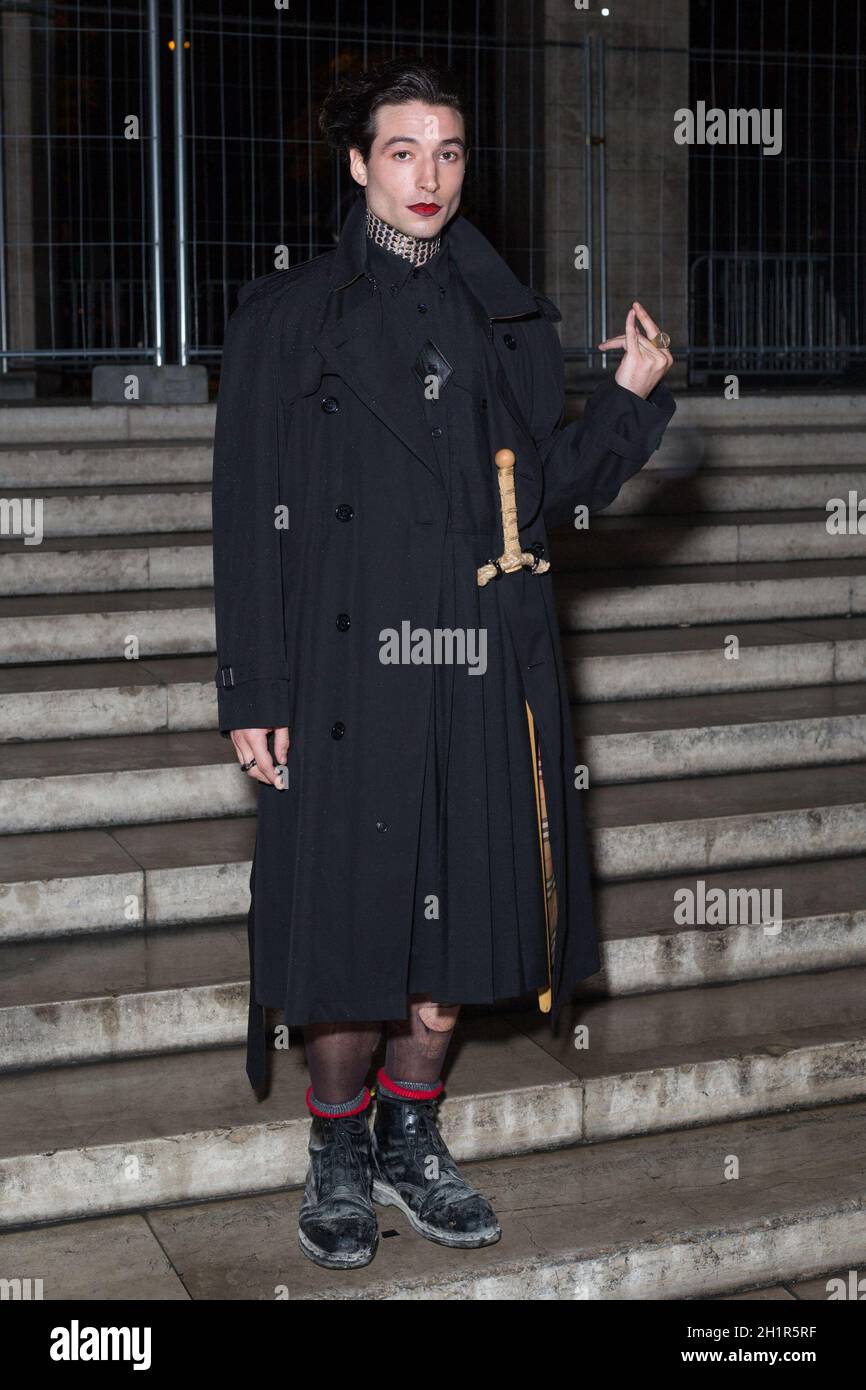 Paris, France. October 18, 2021, Ezra Miller attends Burberry x Anne Imhof  exhibition 'Natures Mortes' closing party at Palais de Tokyo on October 18,  2021 in Paris, France. Photo by Nasser Berzane/ABACAPRESS.COM