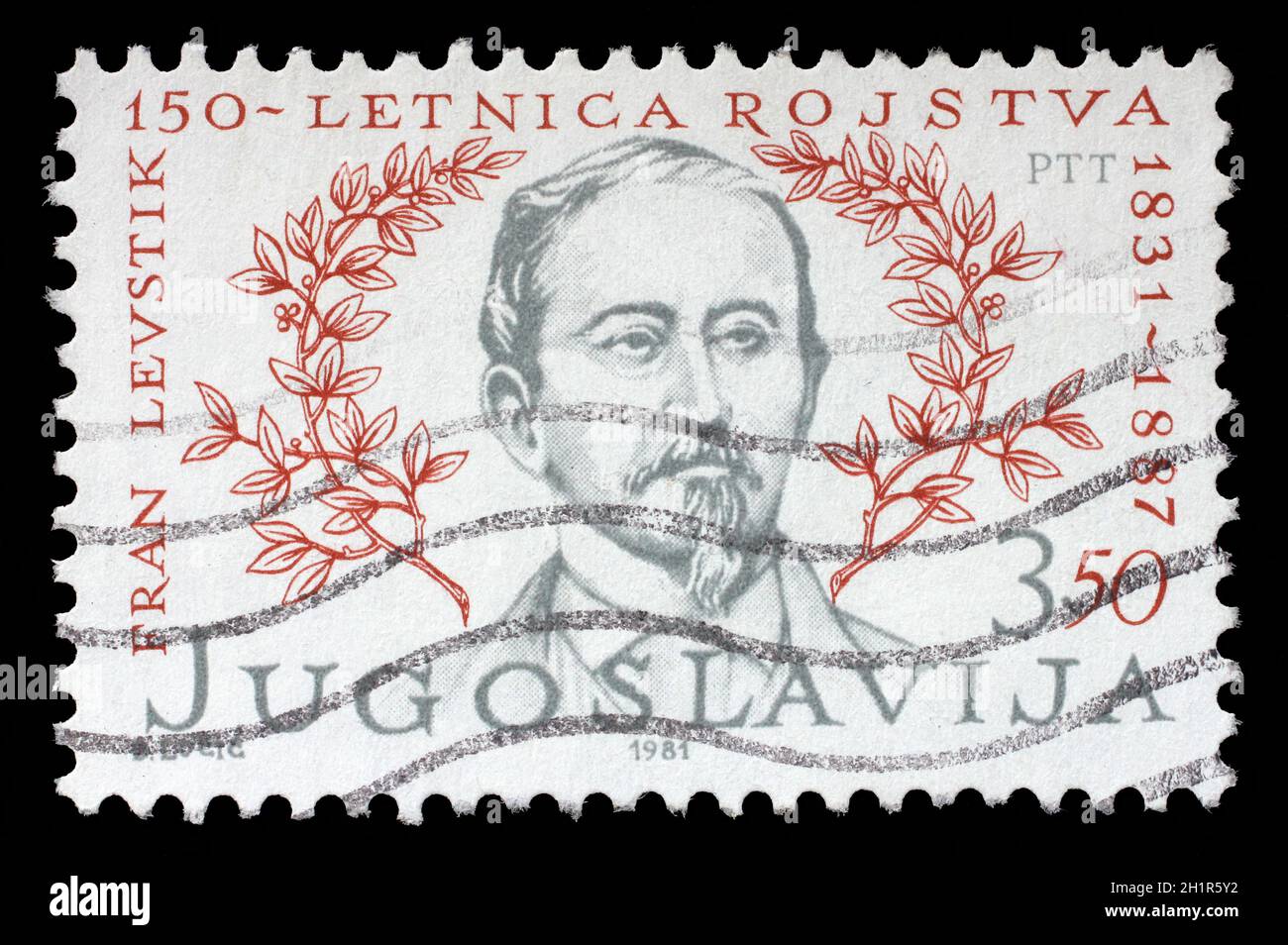 Stamp printed in Yugoslavia shows The 150th anniversary of the Birth of Franc Levstik(1831-1887) Slovene writer, political activist, playwright and cr Stock Photo