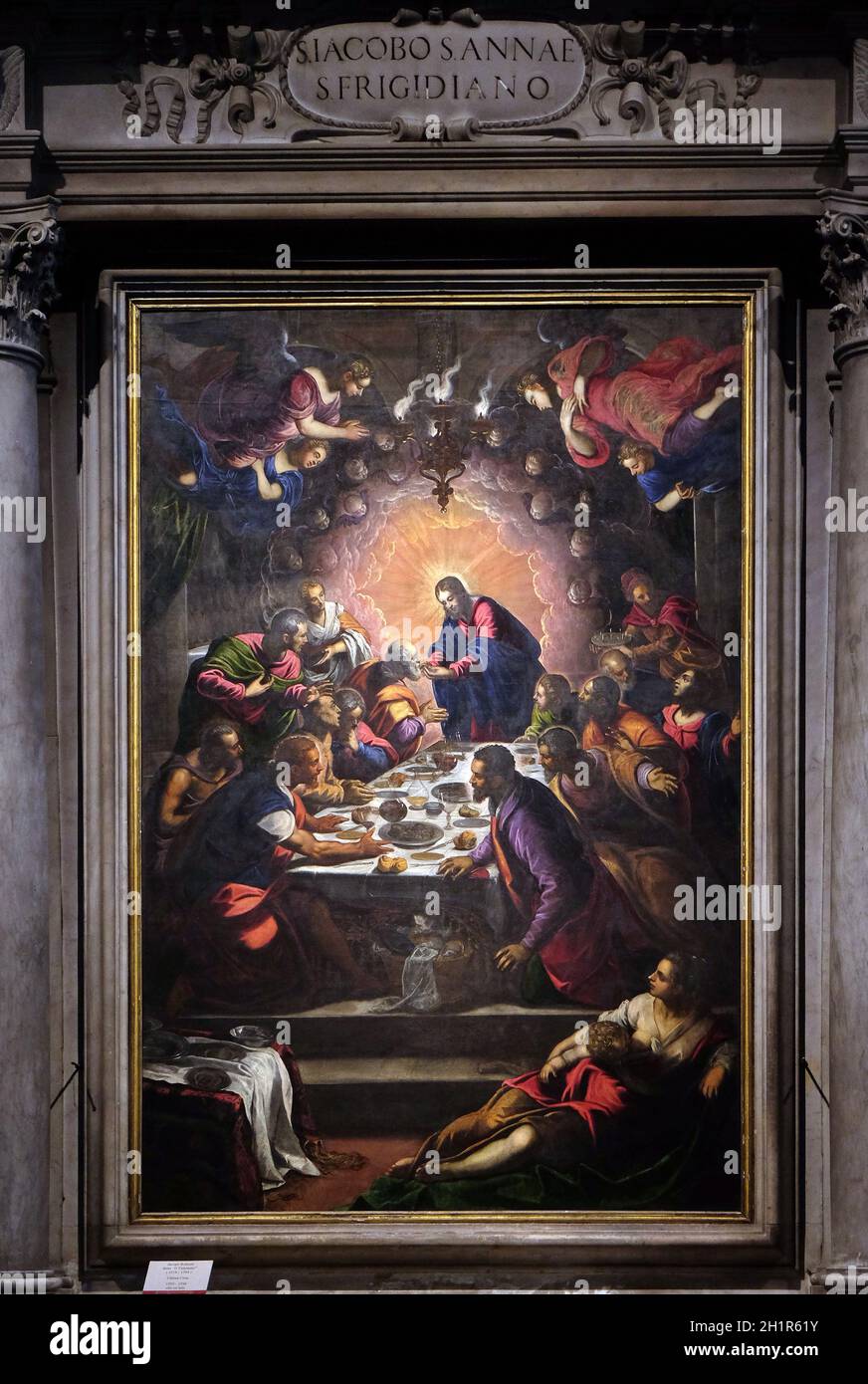 Altarpiece depicting the Last Supper by Tintoretto in Cathedral of St.Martin in Lucca, Italy Stock Photo