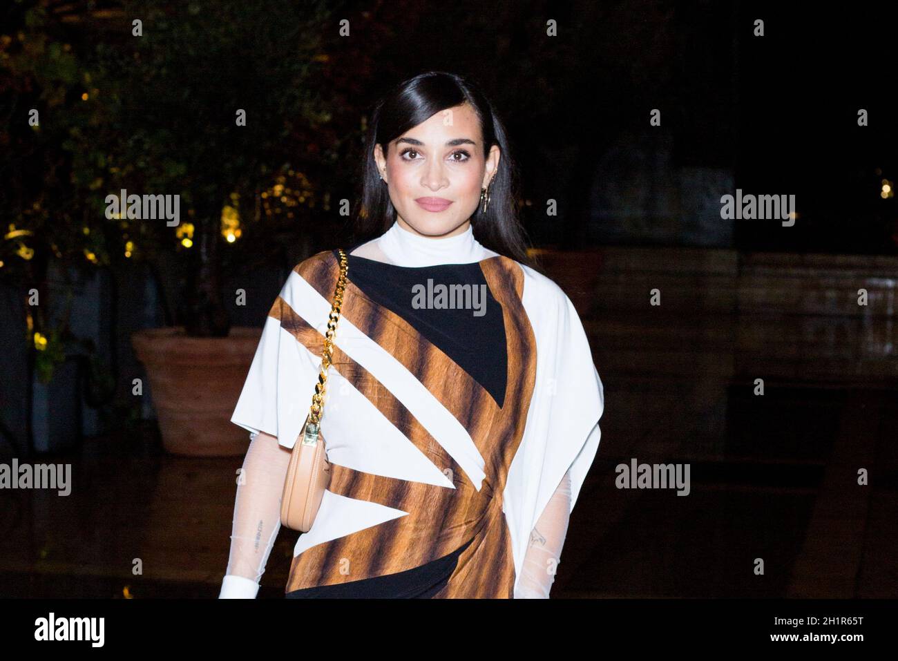Paris, France. October 18, 2021, Camelia Jordana attends Burberry x