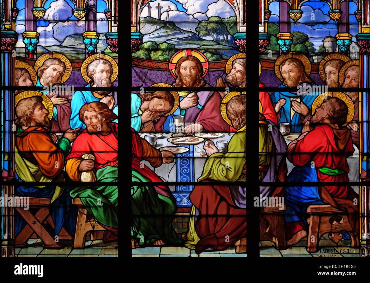 Last Supper, stained glass windows in the Saint Eugene - Saint Cecilia ...