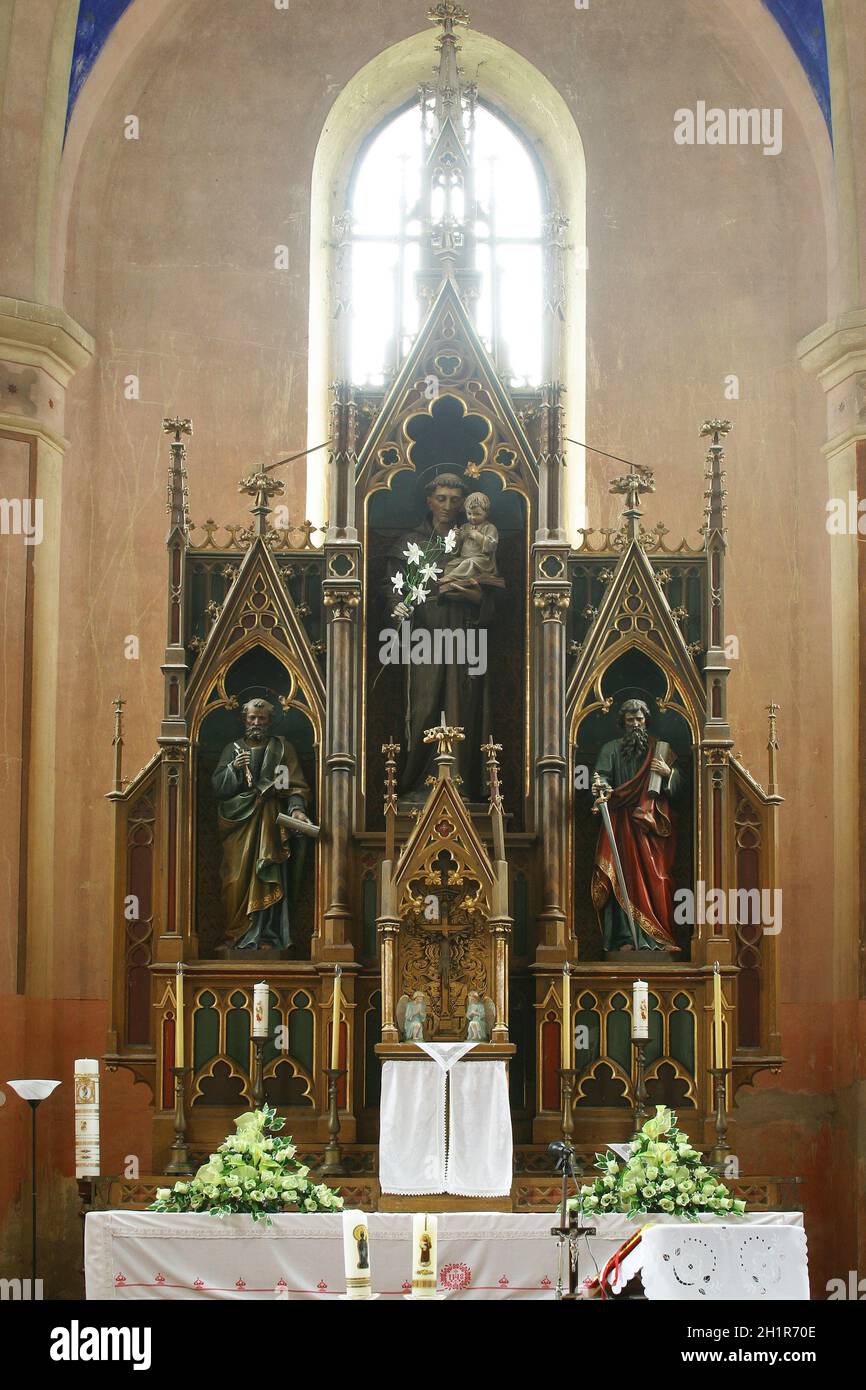 Main altar in the parish church of Saint Anthony of Padua in Bukevje, Croatia Stock Photo