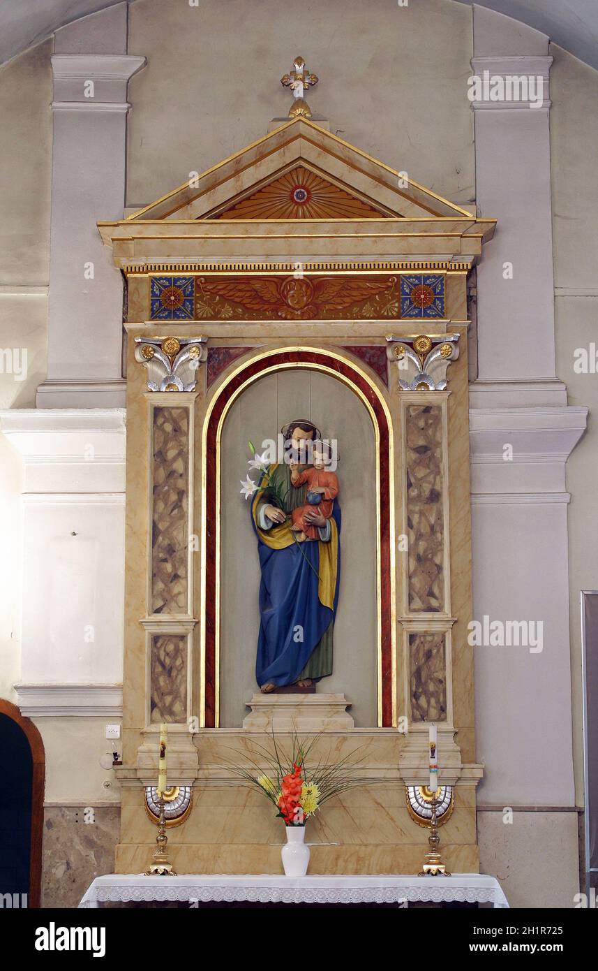 Saint Joseph altar at Holy Trinity Parish Church in Donja Stubica, Croatia Stock Photo