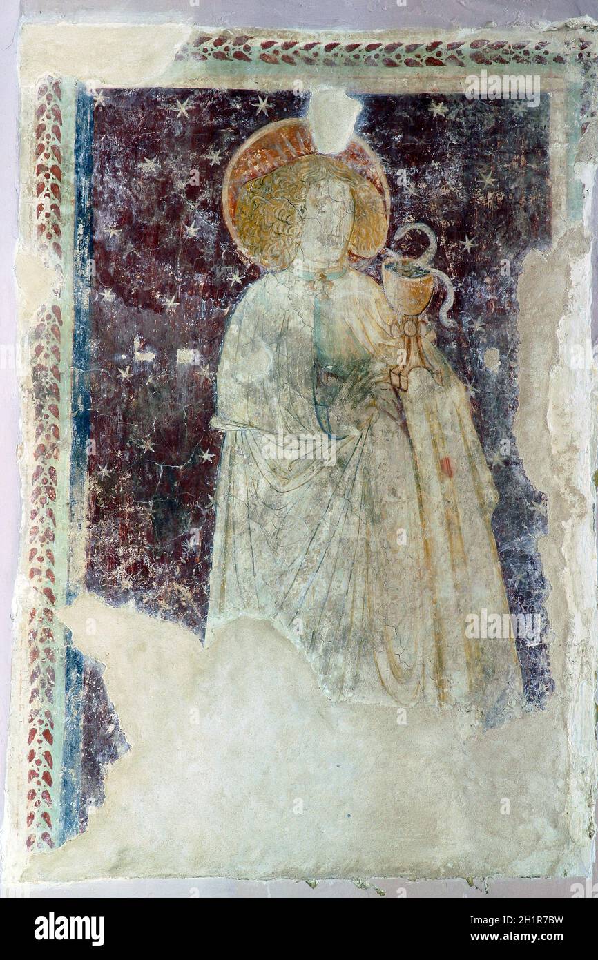 Saint John the Evangelist, fresco at Holy Trinity Parish Church in Donja Stubica, Croatia Stock Photo