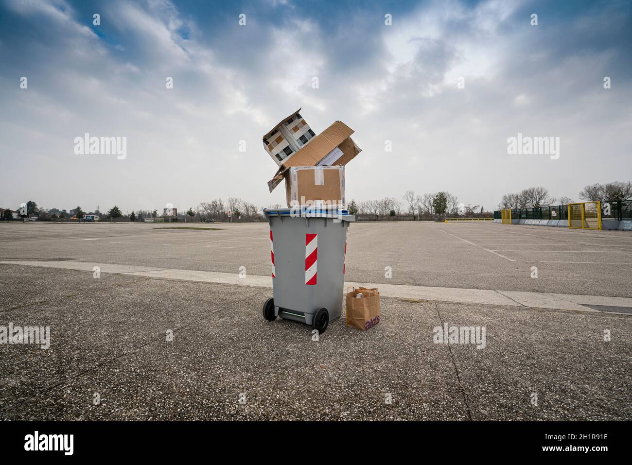 a bin for the separate collection of cardboard in a square Stock Photo ...