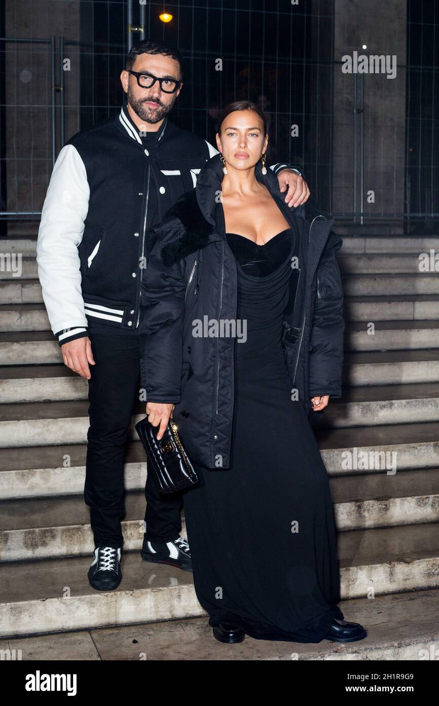 Paris, France. October 18, 2021, Riccardo Tisci and Irina Shayk attends Burberry  x Anne Imhof exhibition 'Natures Mortes' closing party at Palais de Tokyo  on October 18, 2021 in Paris, France. Photo