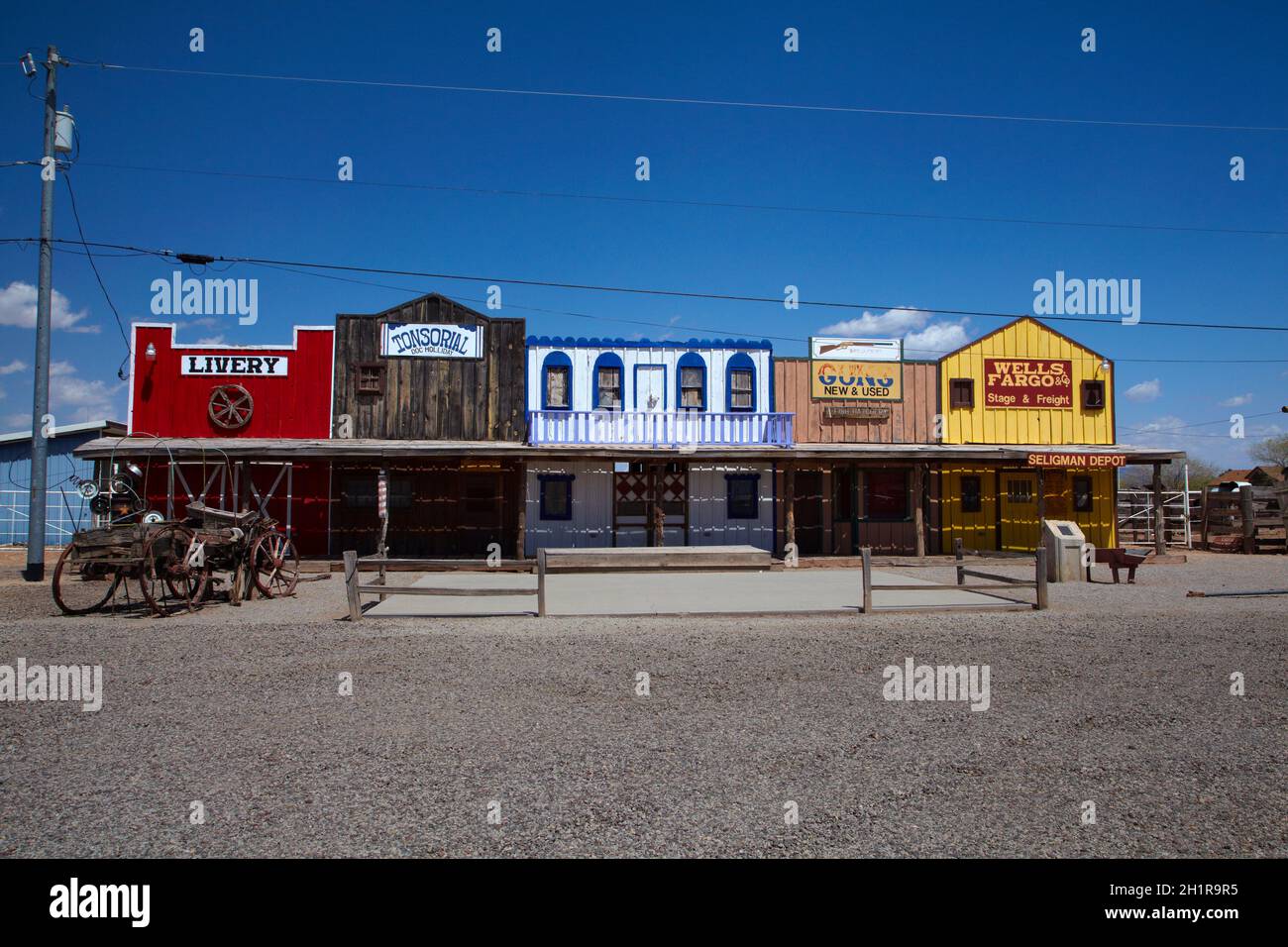 Buildings at Seligman, Historic U.S. Route 66, Arizona, USA Stock Photo