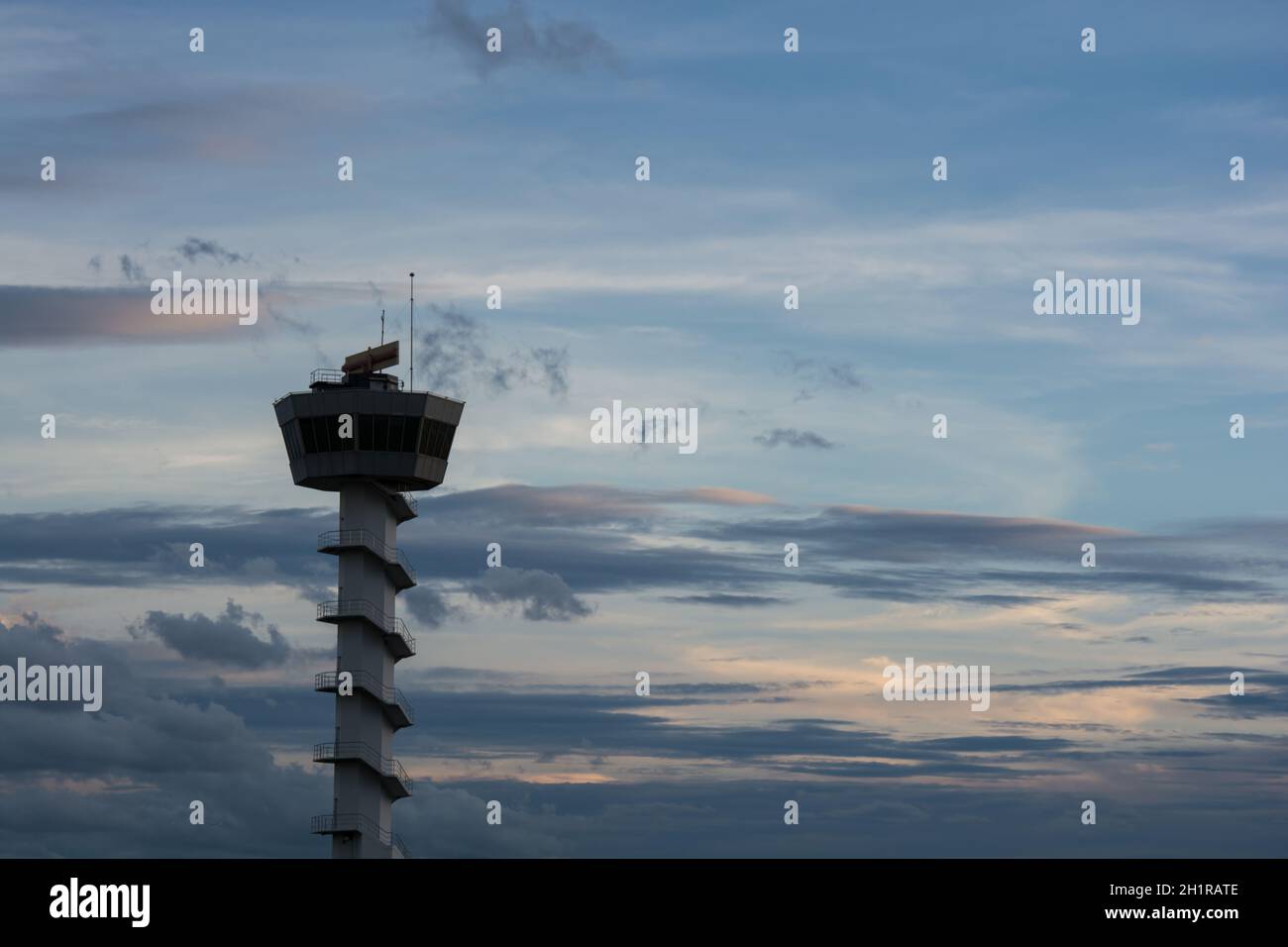 Air Traffic Control tower Sunset Sky Stock Photo - Alamy