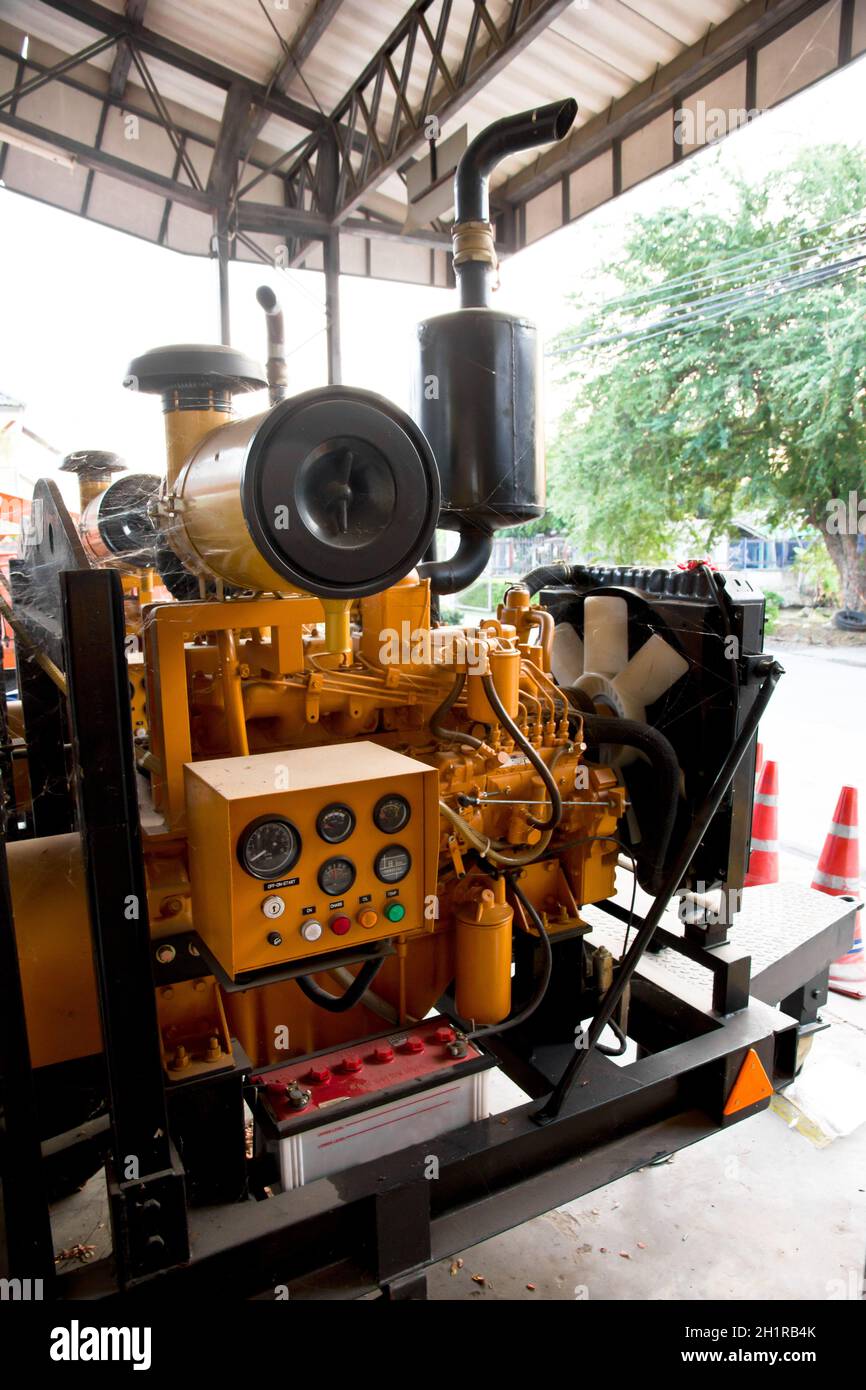 vintage machine engine yellow tone Stock Photo