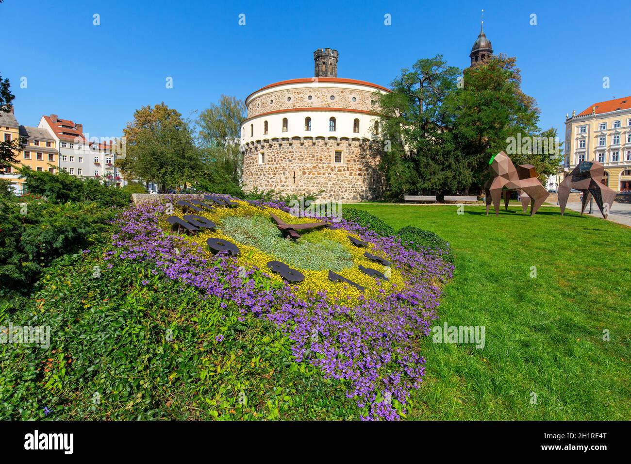 Goerlitz, Germany - September 22, 2020 : Kaisertrutz Bastion, the seat of the Museum of cultural history (Kulturhistorisches Museum), Demiani square Stock Photo