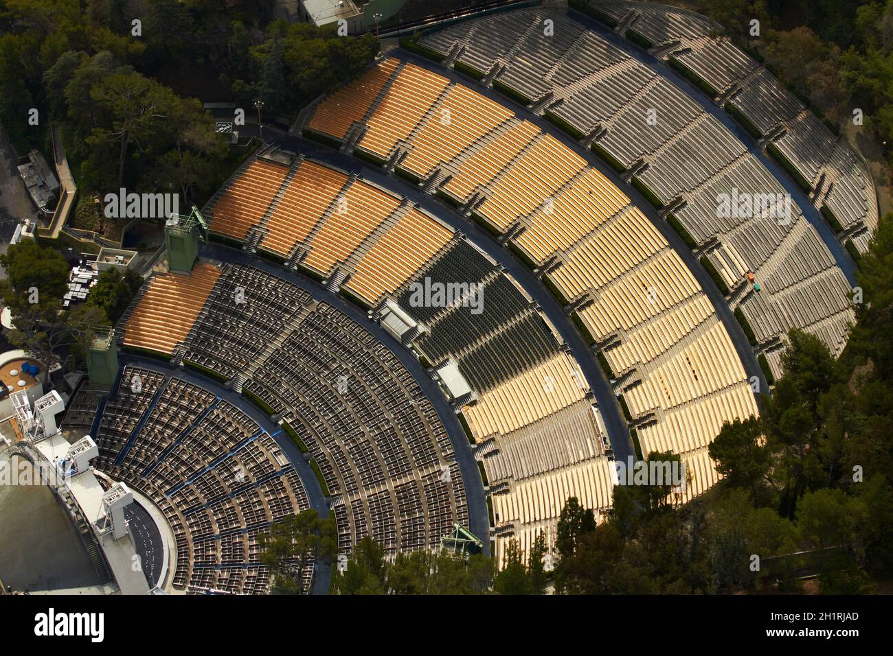 Hollywood Bowl, Hollywood, Los Angeles, California, USA - aerial Stock Photo