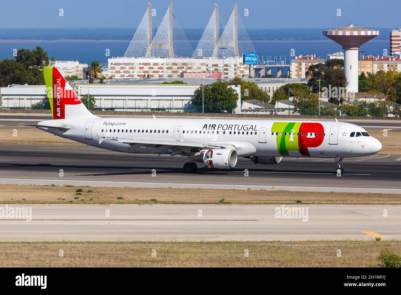 Lisbon, Portugal - September 24, 2021: TAP Air Portugal Airbus A321 airplane at Lisbon airport (LIS) in Portugal. Stock Photo