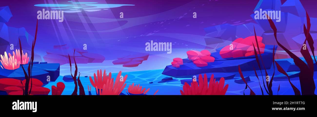 Coral reef ocean or sea underwater background. Bottom with sand and ...