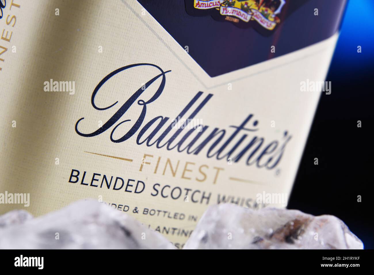 POZNAN, POL JAN 28, 2021 Bottle of Ballantine's, the world's second