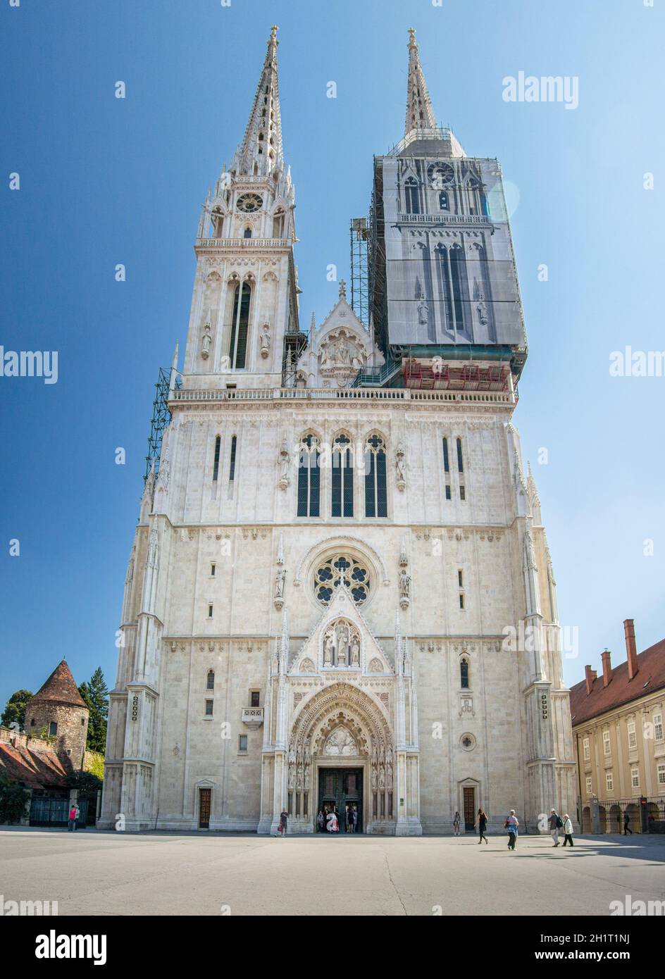 Panorama Of The Cathedral In The City Of Zagreb Croatia Stock Photo panorama-of-the-cathedral-in-the-city-of-zagreb-croatia-stock-photo