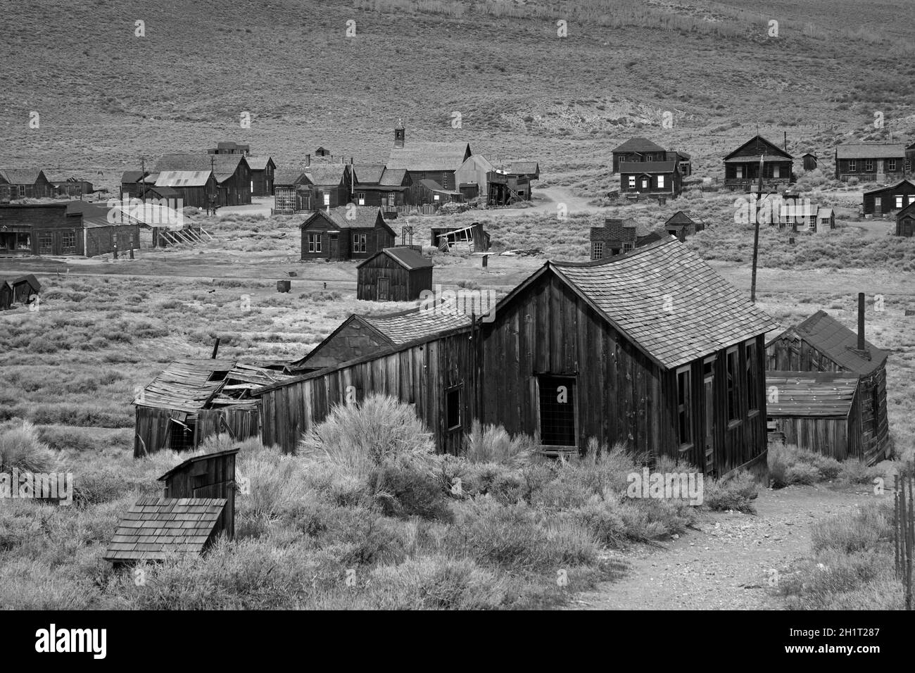 Bodie Ghost Town ( elevation 8379 ft / 2554 m ), Bodie Hills, Mono County, Eastern Sierra, California, USA Stock Photo