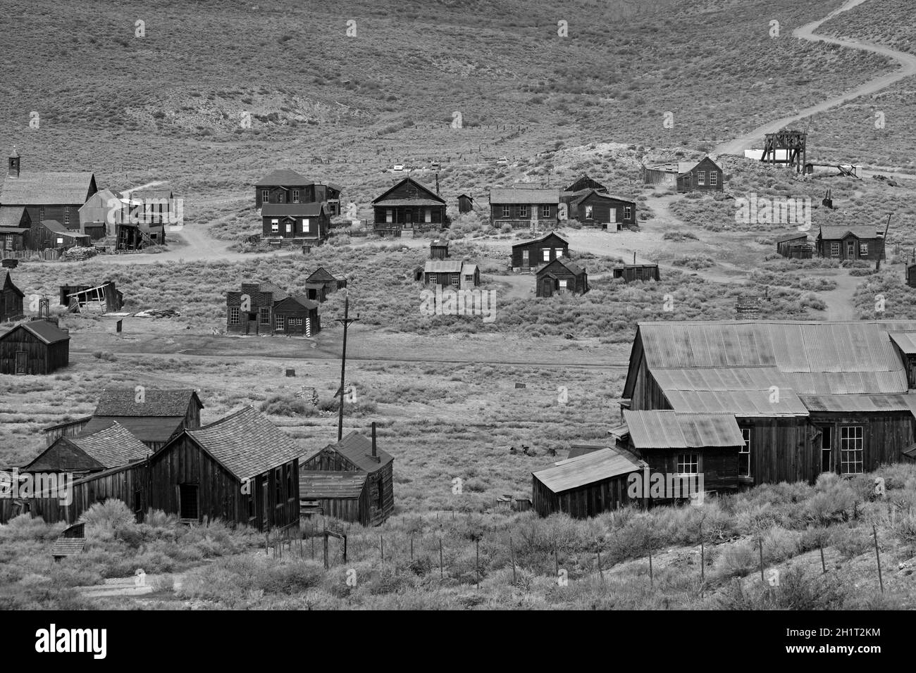 Bodie Ghost Town ( elevation 8379 ft / 2554 m ), Bodie Hills, Mono County, Eastern Sierra, California, USA Stock Photo