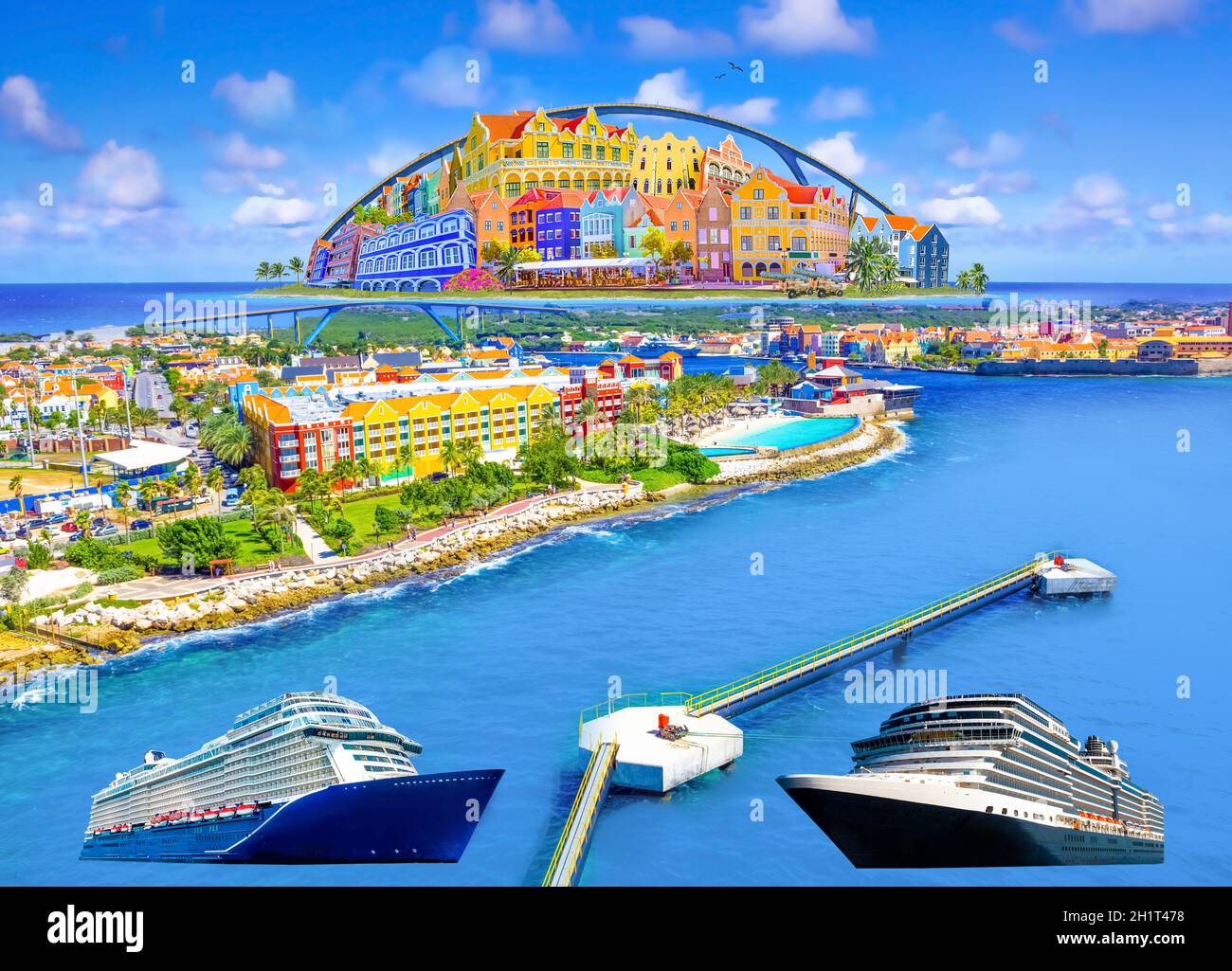 Collage With Aerial Panorama Of Willemstad Town In Curacao The Island collage-with-aerial-panorama-of-willemstad-town-in-curacao-the-island