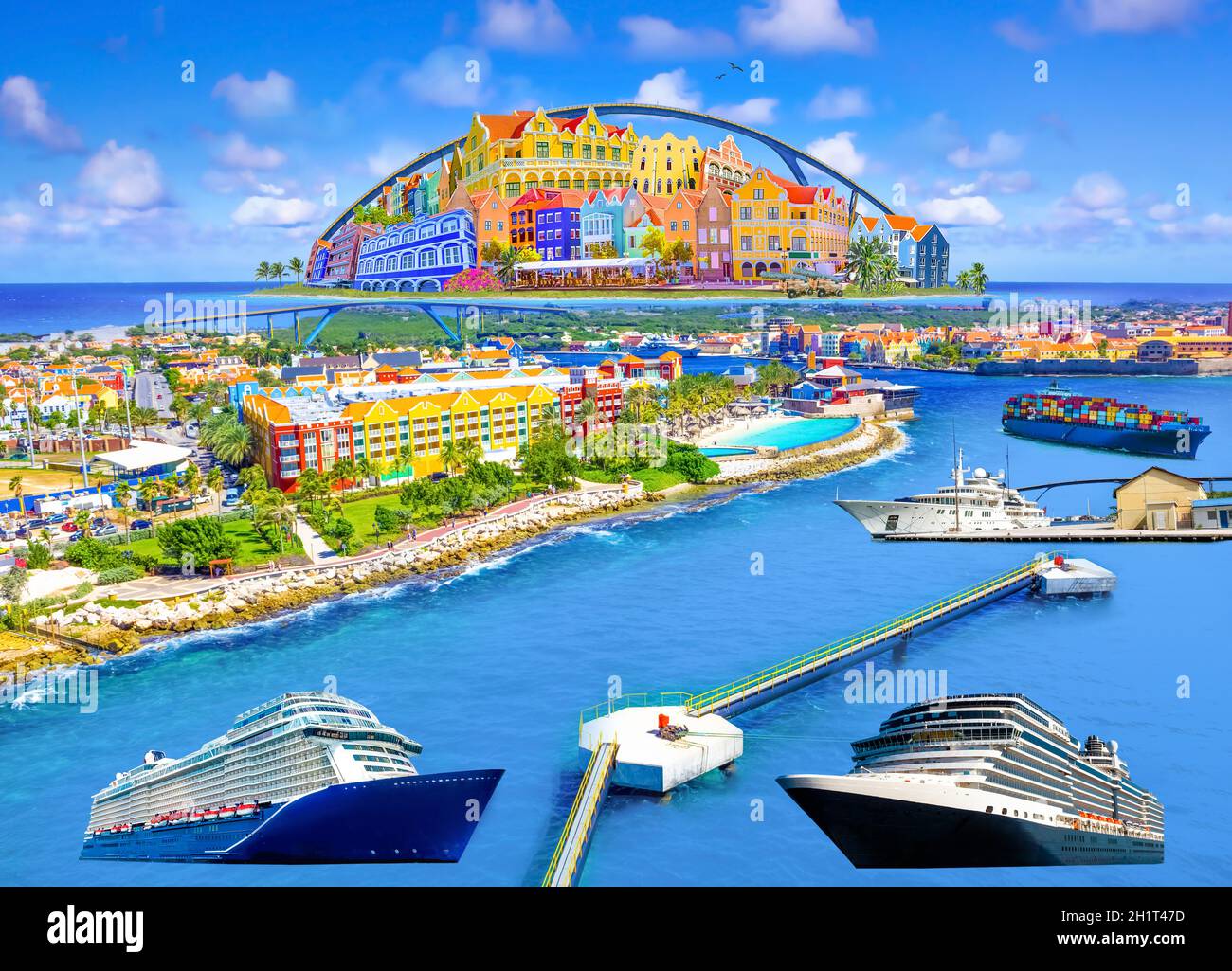 Collage With Aerial Panorama Of Willemstad Town In Curacao The Island collage-with-aerial-panorama-of-willemstad-town-in-curacao-the-island