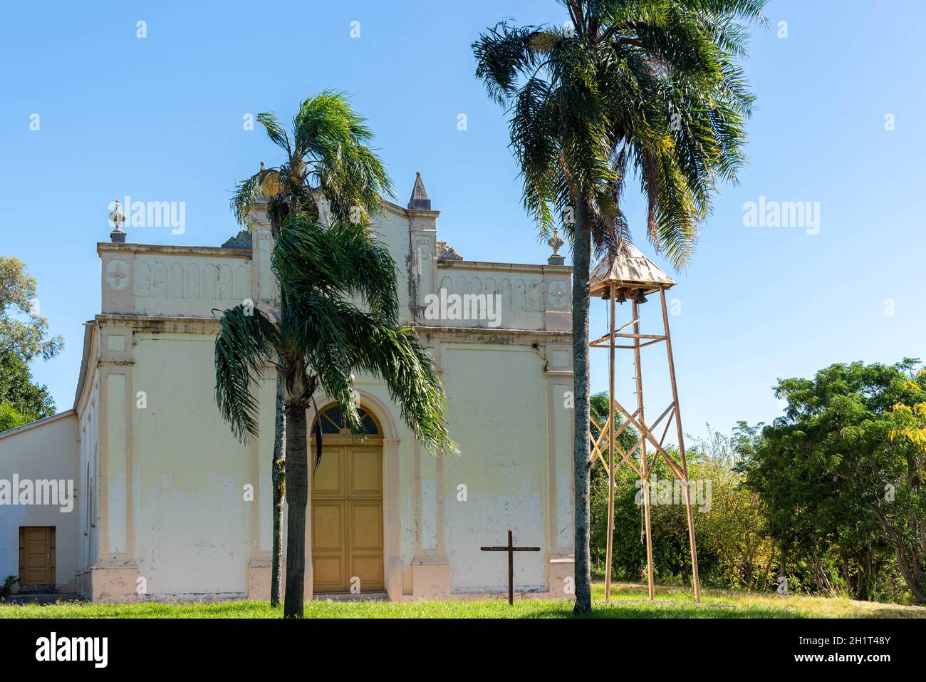 Facade of the Church of São Marcos in Santa Maria RS Brazil. Ancient church. Sacred and ancient architecture. Catholic religion. Religious temple. Ita Stock Photo