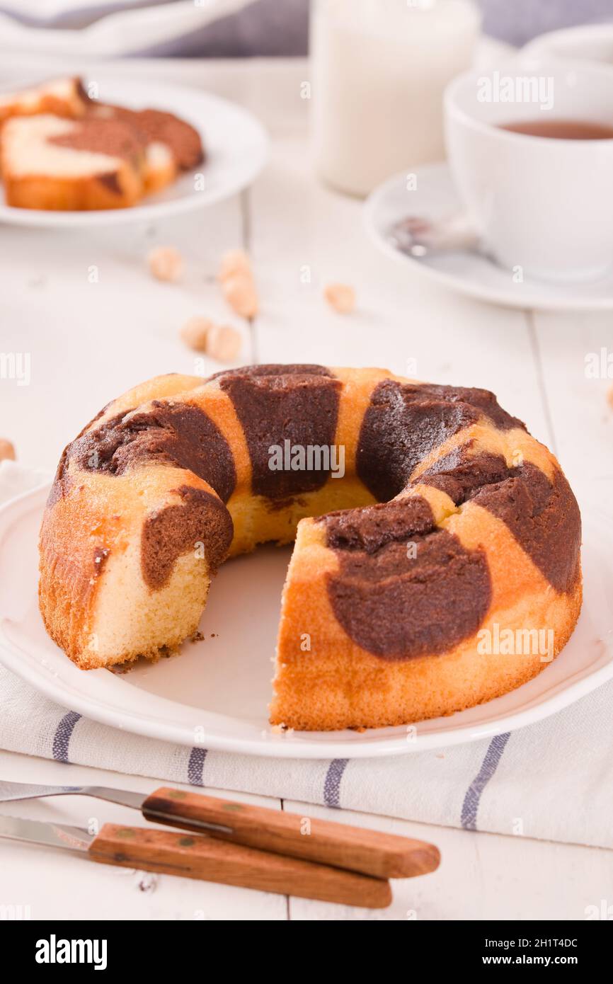 Marble ring cake Stock Photo Alamy