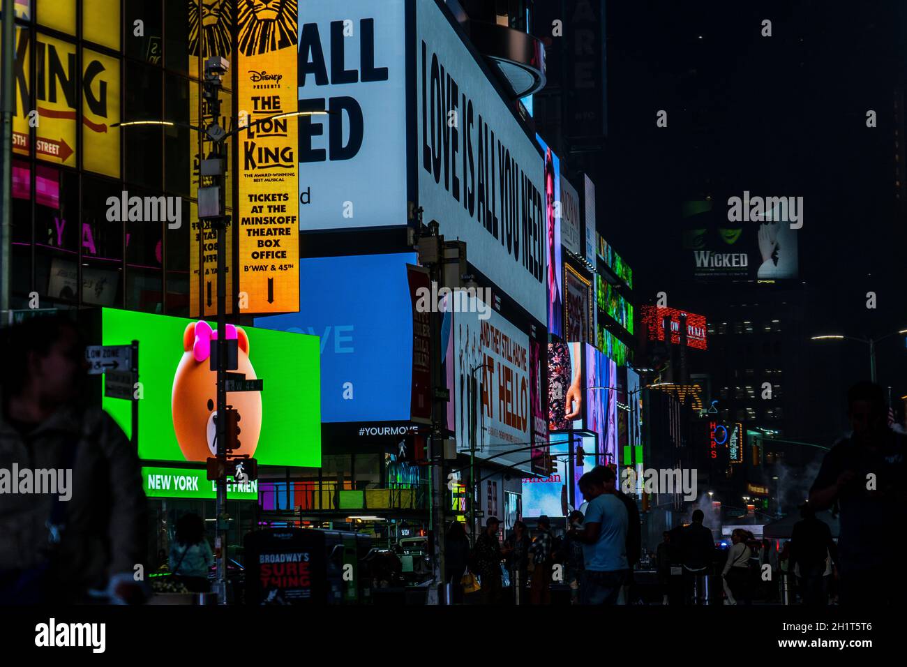 Night view of the New York Times Square (TimesSquare). Shooting Location: New York, Manhattan Stock Photo