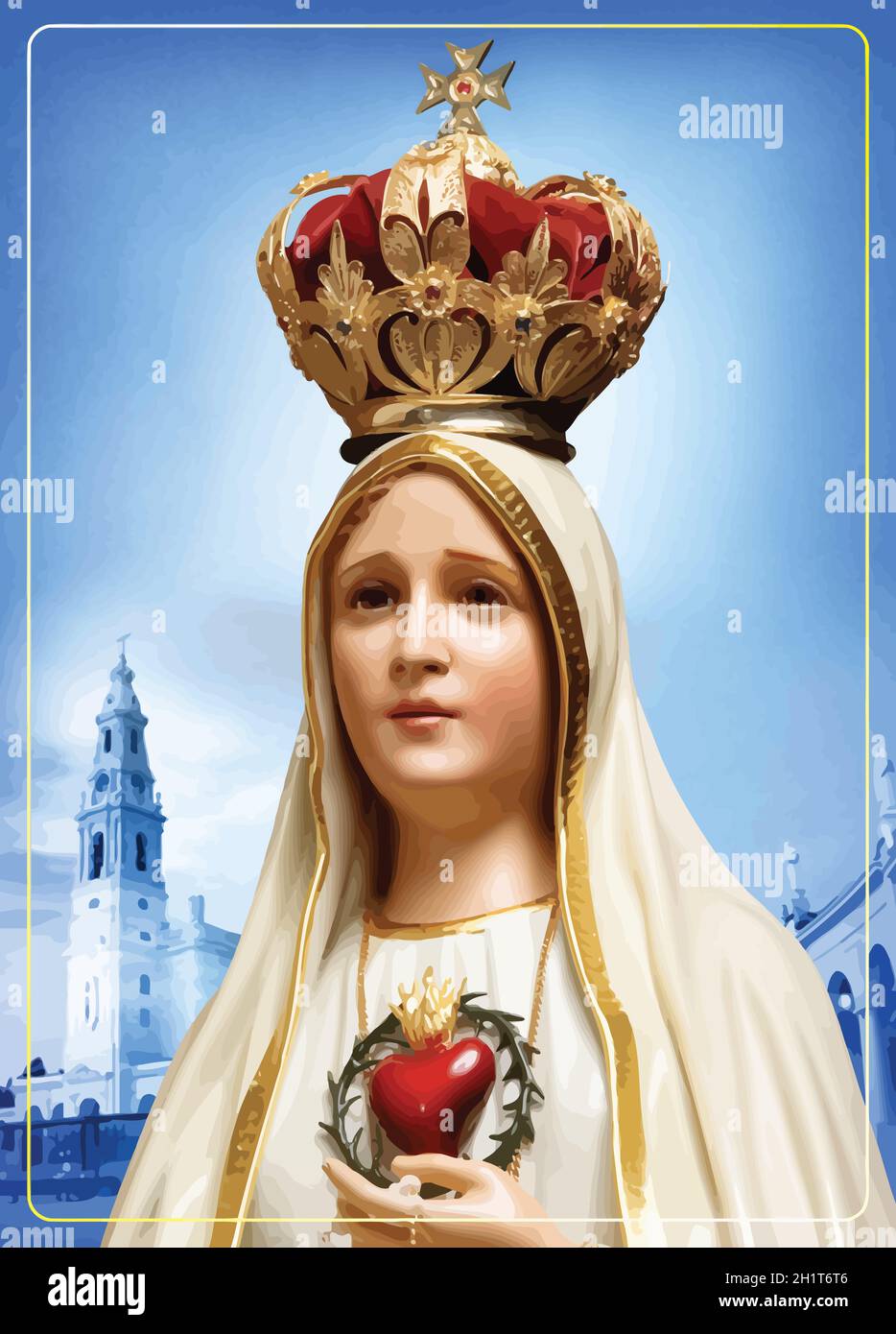 immaculate heart mary our lady fatima miracle illustration Stock ...