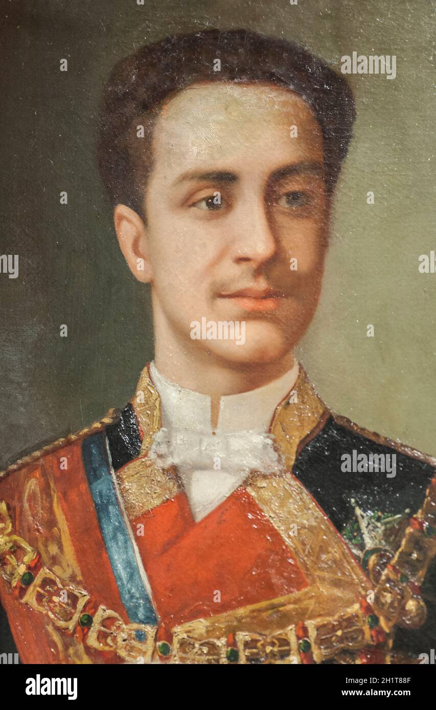 Alfonso XII King of Spain young portrait. Unknown artist. Naval Museum, Madrid Stock Photo