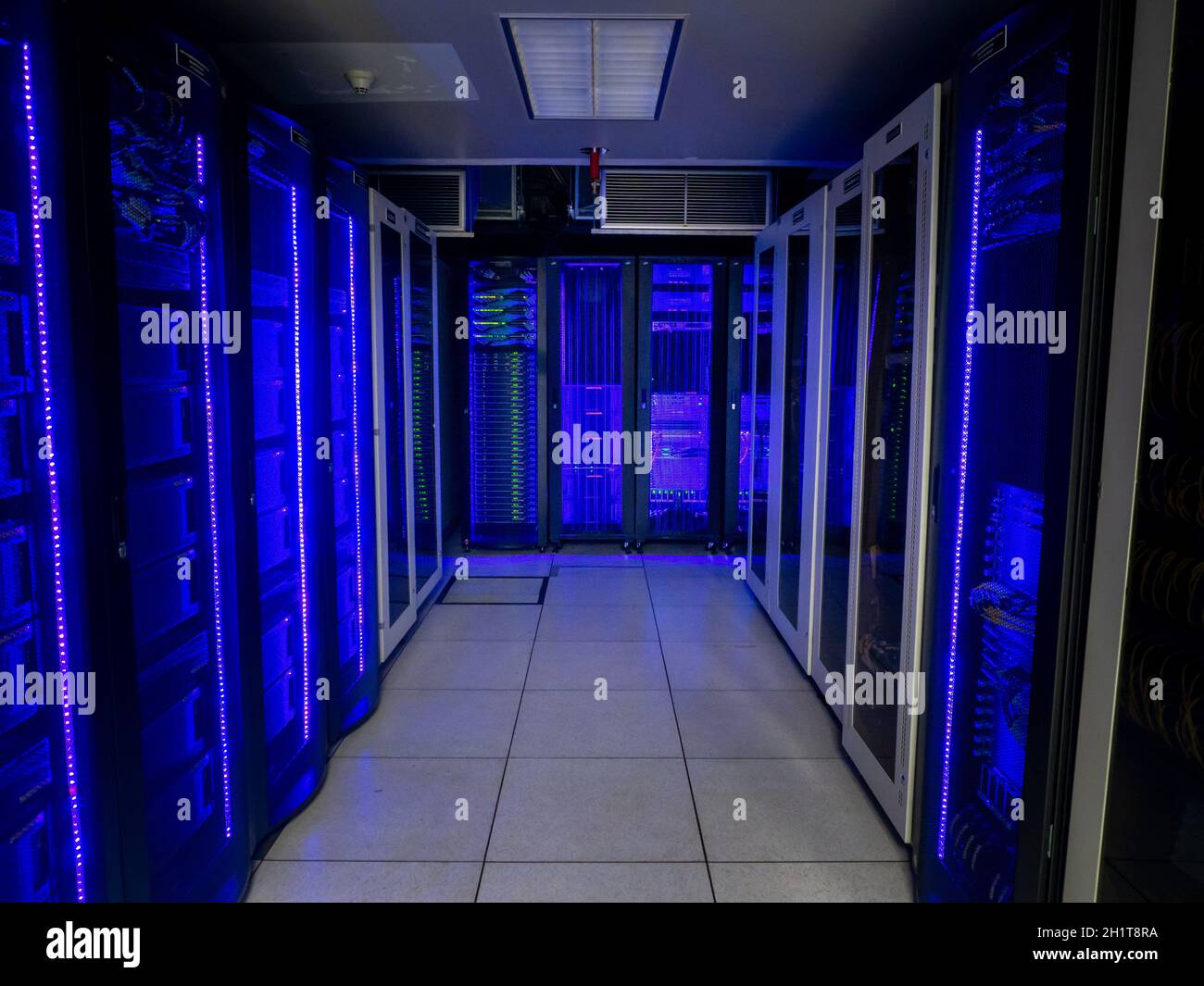 Server room data center. Backup, mining, hosting, mainframe, farm and