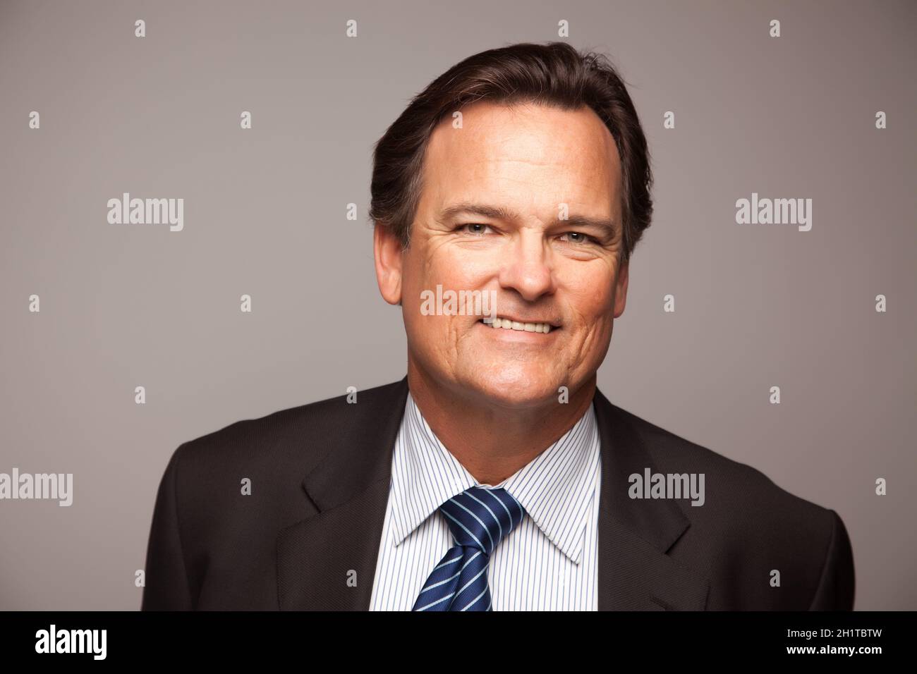 Handsome Businessman Smiling in Suit and Tie Isolated on a Grey ...