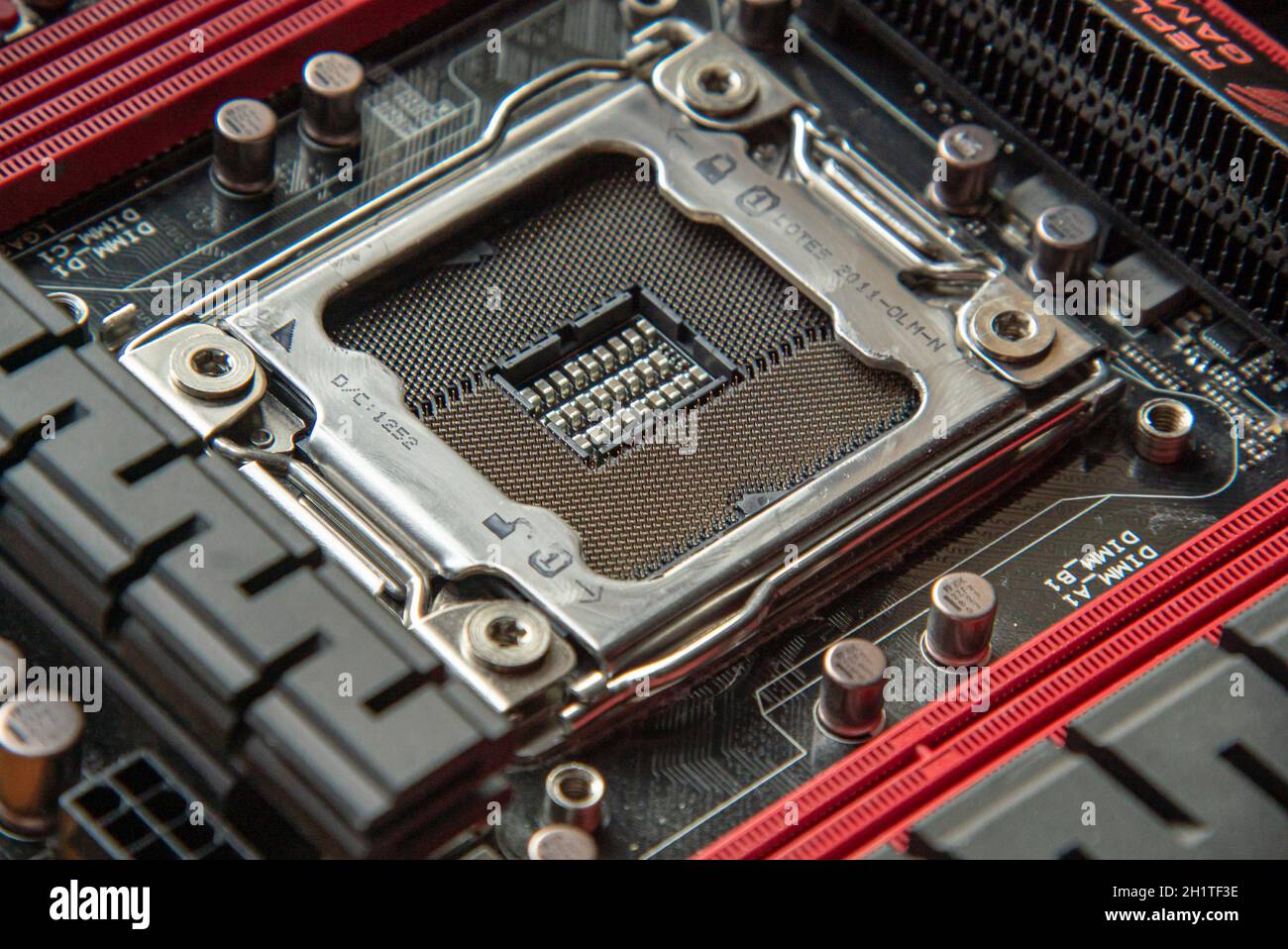Detail of a Cpu socket in a motherboard of a gaming pc Stock Photo - Alamy