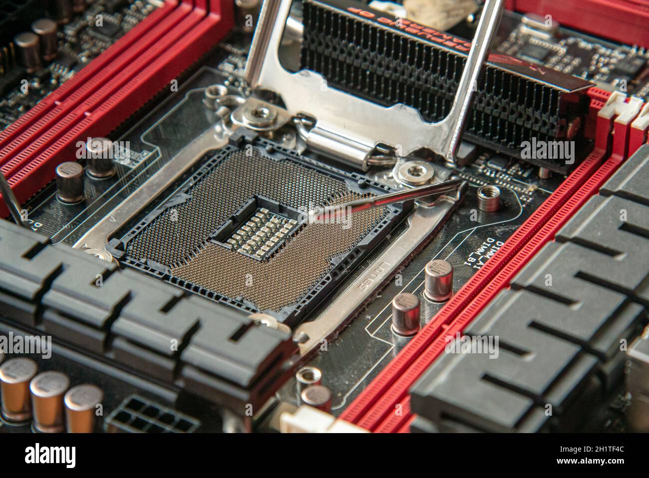 Detail of a Cpu socket in a motherboard of a gaming pc Stock Photo - Alamy