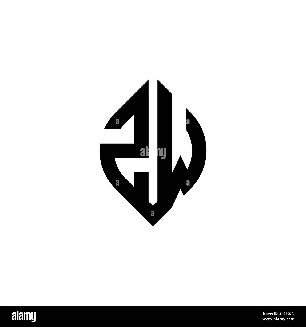 ZW Monogram logo letter with simple continued shape style geometric ...