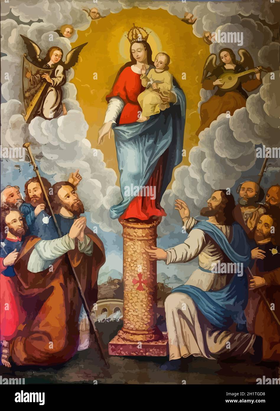 Our Lady of the Pillar holy sacred illustration Stock Photo Alamy