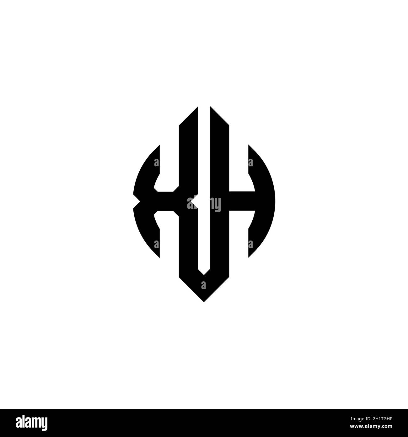 XH Monogram logo letter with simple continued shape style geometric ...