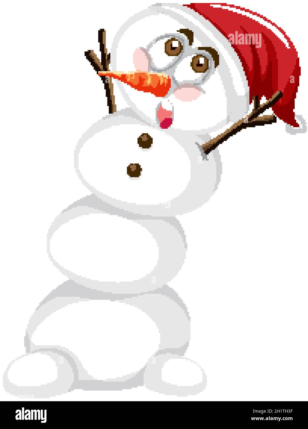 Snowman wearing Christmas hat cartoon character illustration Stock ...
