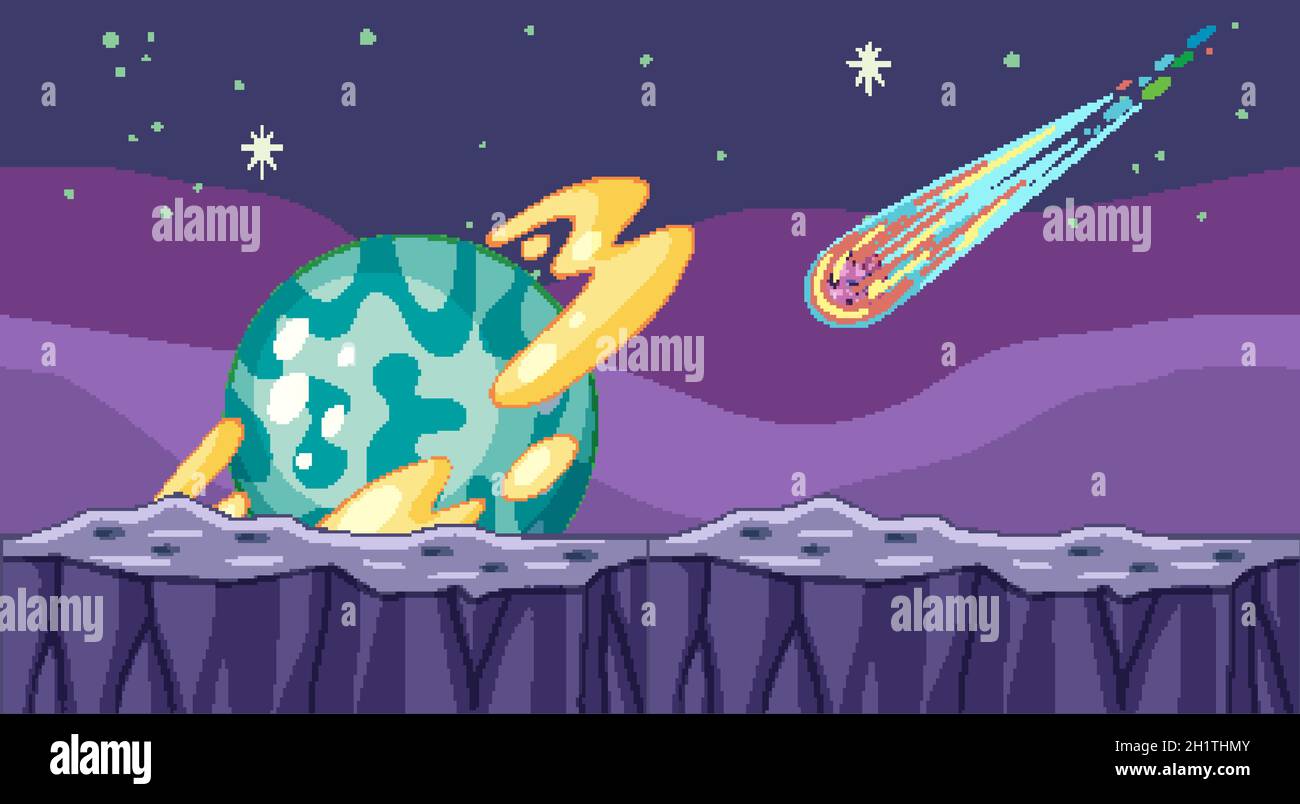 Fantasy outer space scene in cartoon style illustration Stock Vector ...