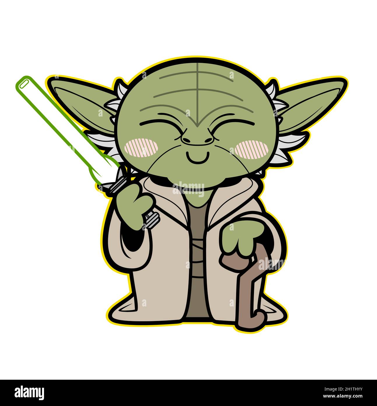Yoda star wars illustration character   force whith you Stock Photo