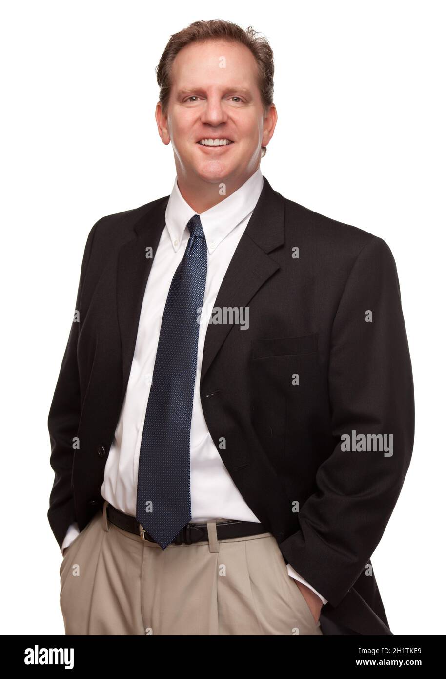 Handsome Businessman Smiling in Suit and Tie Isolated on a White ...