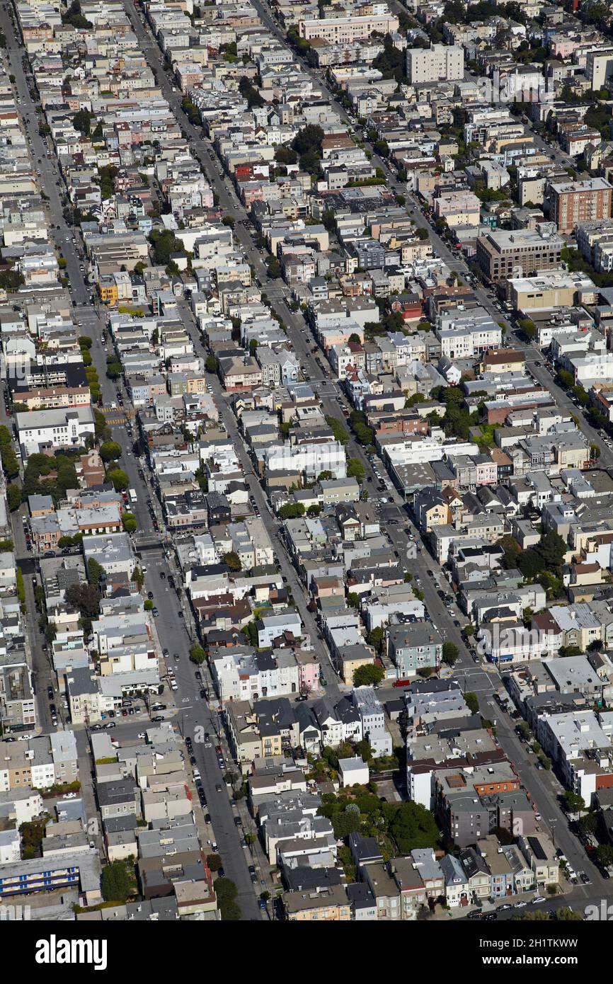 Cow Hollow neighborhood, San Francisco, California, USA aerial Stock