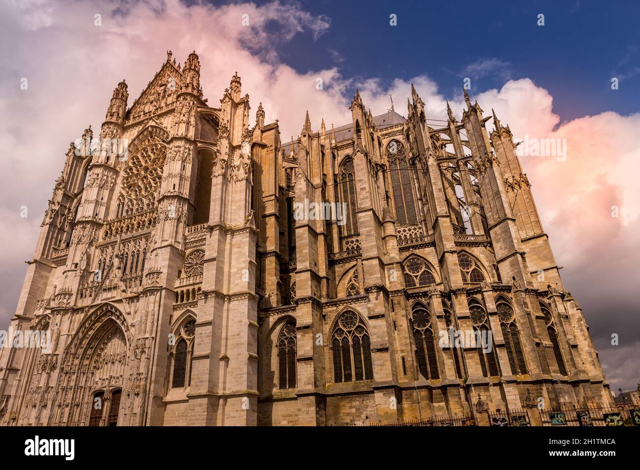 BEAUVAIS, FRANCE, APRIL 15,  2017 : exteriors and details of Saint Peter cathedral, april 15, 2017, in  Beauvais, France Stock Photo