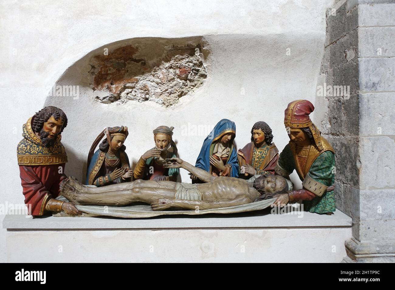 Grablegungsgruppe in Gross St. Martin, romanische Basilika aus dem 12. Jahrhundert, Köln,  Nordrhein-Westfalen, Deutschland Stock Photo