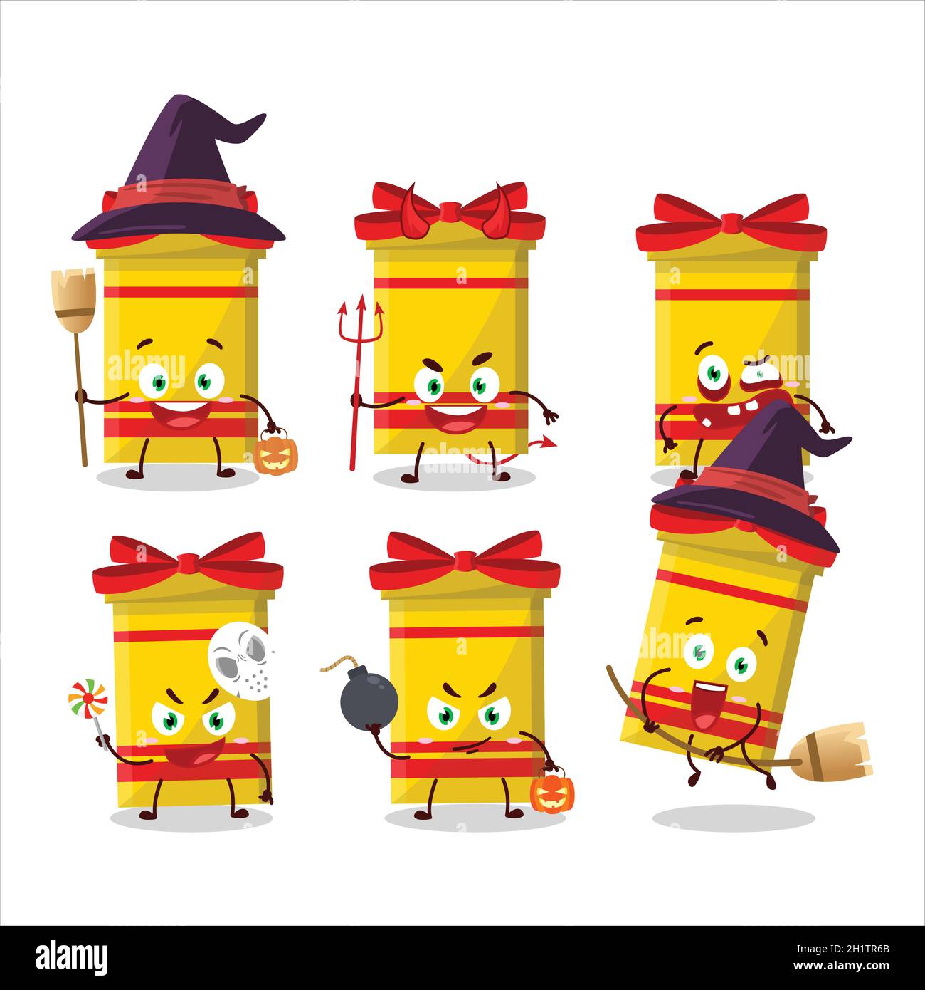 Halloween expression emoticons with cartoon character of yellow long ...