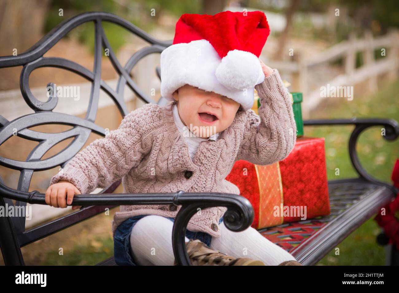 Happy Young Toddler Child Wearing Santa 